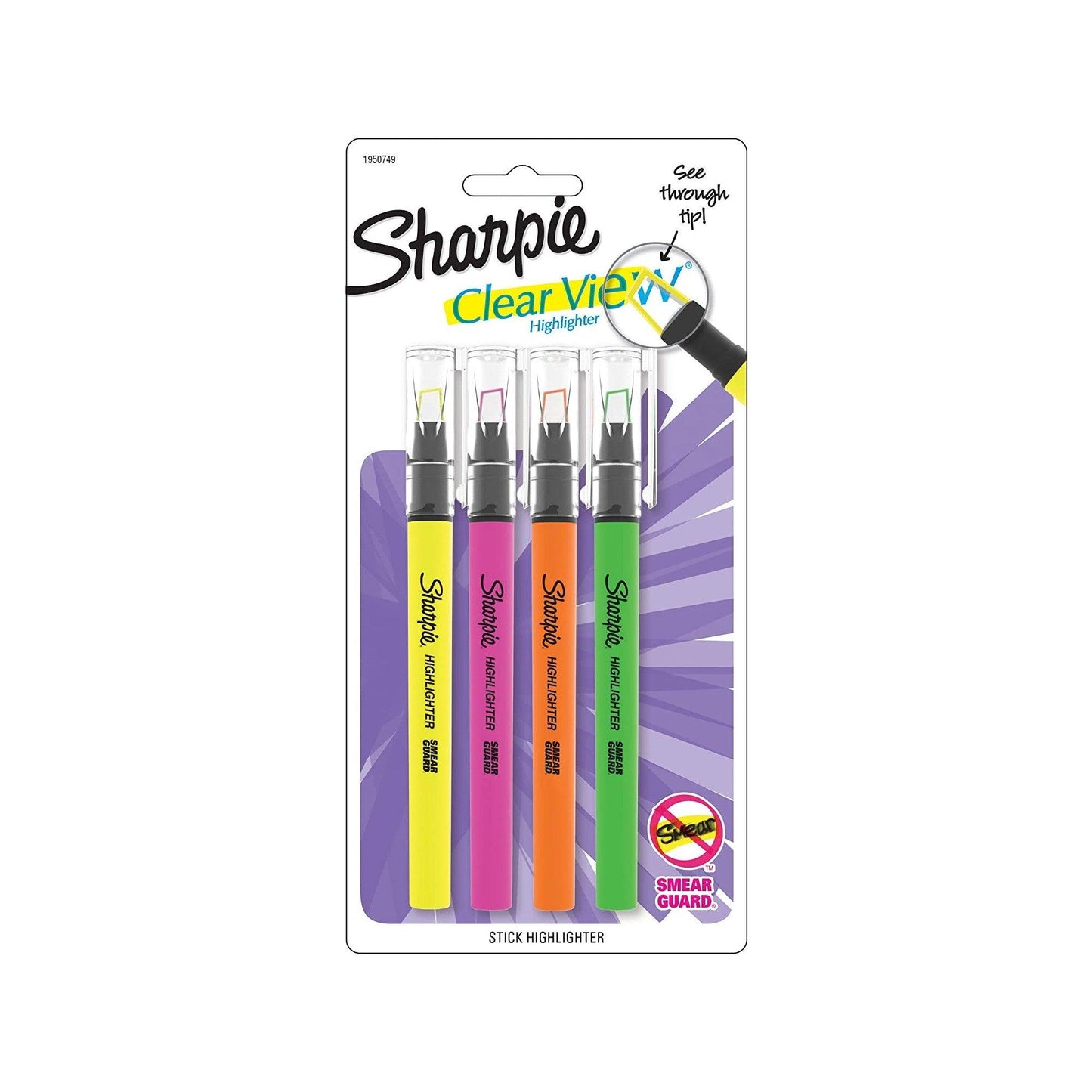 Sharpie Highlighter Clear View blister of 4 colors