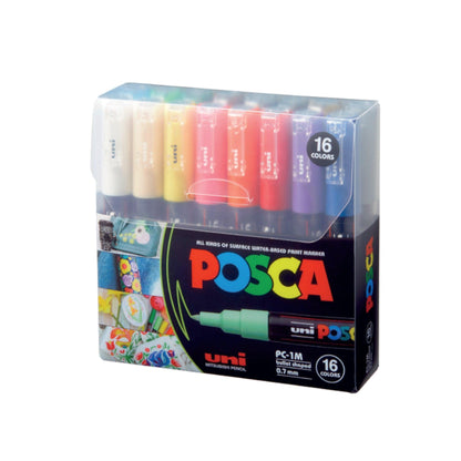 مجموعة أقلام تحديد Uni Posca PC-1M Bullet Pack 16 لونًا